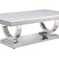 Zander - Coffee Table - White Printed Faux Marble & Mirrored Silver Finish