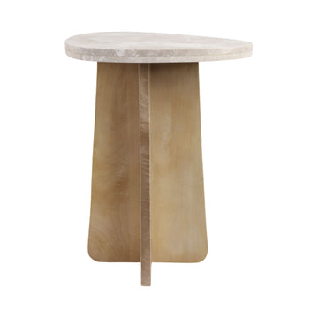 Corvus Marble And Wood Accent Table - Light Brown