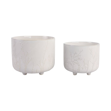 9" / 11" Blooming Branches Planters (Set of 2) - Ivory