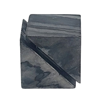 Cut Marble Cube 4" - Dark Gray