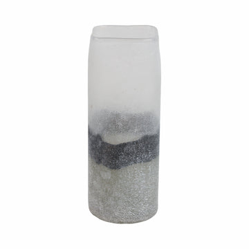 12X6" Ombre Soda Finish Glass Vase - Clear/Black