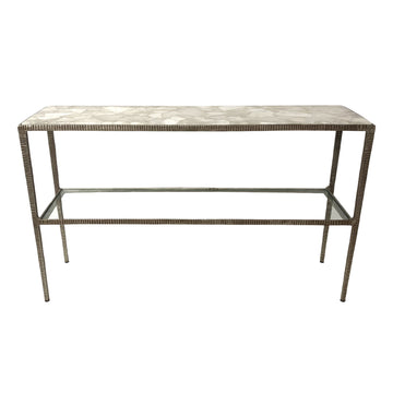Cavalier Quartz Top Console Table - Bronze / Gray