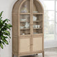 Kailani - 4-Door Cane Dining Vitrine Display Cabinet - Beige Oak