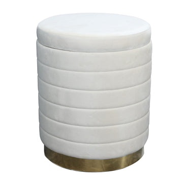 Stirling Velvet Storage Stool - Cream