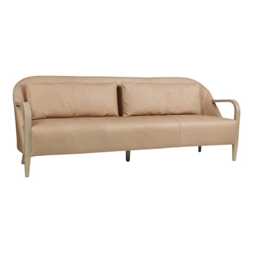 Krestlin Top Grain Leather And Wood Sofa - Taupe