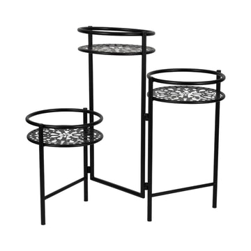 22" Metal Folding 3-Tier Plant Stand - Black