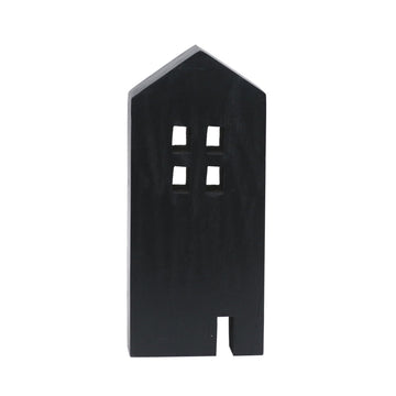 8" Wood House Decor - Black