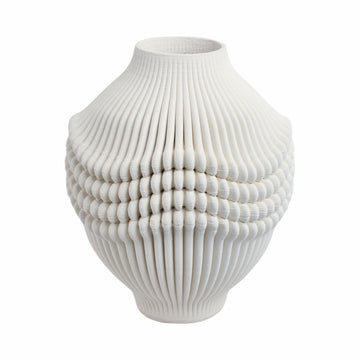 14" Coulter Small 3D Printed Porcelain Vase - Ivory