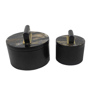 6 / 7" Wheatly Boxes (Set of 2) - Black