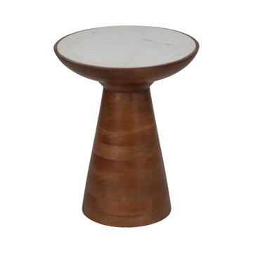 Wood Accent Table Marble Top 20" - Natural / White