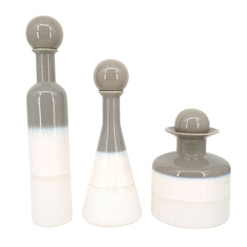 Calista Glaze Bottles (Set of 3) - Cream