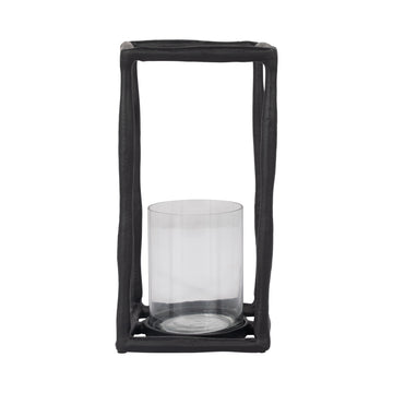 Metal 10" Open Square Hurricane Holder - Black