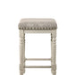 Tasnim - Stool (Set of 2) - Tan Fabric & Antique White Finish