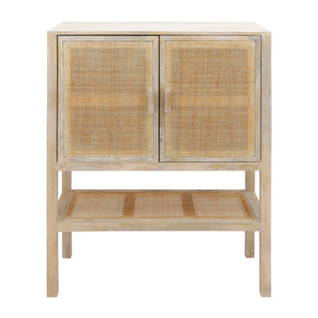 Wood 2-Rattan Door Cabinet 35 x 48" - Natural