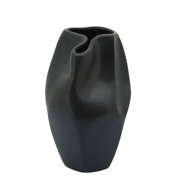 Ceramic Abstract Vase 10" - Black