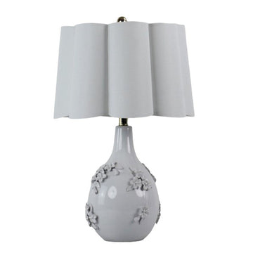 25" Floral Applique Table Lamp - Cream