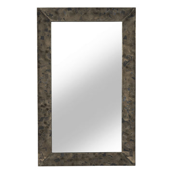 Livio Pyrite Semi-Precious Stone & Wood Wall Mirror 50X30" - Bronze