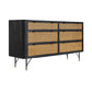 Saratoga - 6 Drawer Dresser With Rattan - Black Acacia