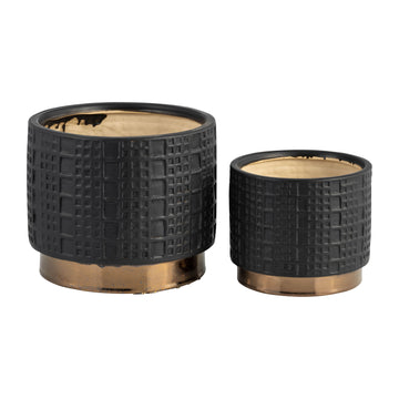 Mesh Metallic Planters 6 / 8" (Set of 2) - Black