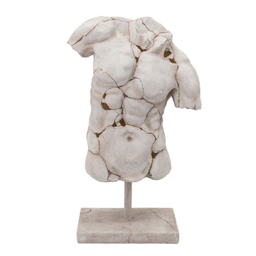 Cracked Torso Sculpture - White