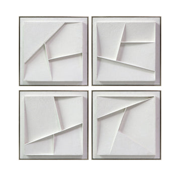 20" x 20" Koryak Dimensional Plaster Art (Set of 4) - White