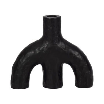 7" Volcano Texture Double Arched Taper Holder - Black