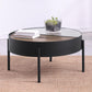 Ozella - Round Coffee Table With Hidden Storage Sandy - Black