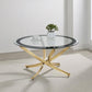 Brooke - Round Glass Top Coffee Table Metal Base