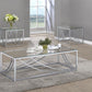 Lille - 3 Piece Glass Top Coffee End Sofa Table Set - Chrome