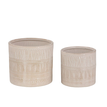 Ceramic Planters 5 / 7" (Set of 2) - White