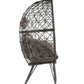 Aeven - Patio Lounge Chair - Light Gray Fabric & Black Wicker