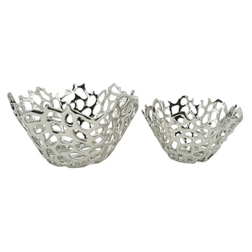 Steffi Ceramic Bowls (Set of 2) - Silver