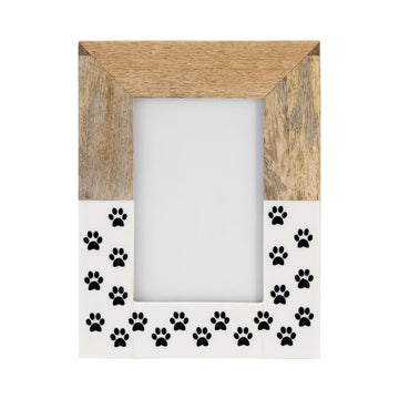 Wood Dog-paws Photo Frame 4 x 6'' - White