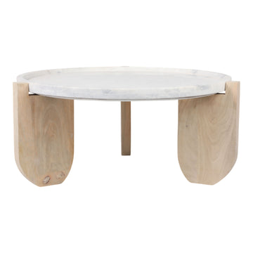 Marble Top Coffee Table With Curved Legs - White