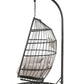 Oldi - Patio Swing Chair - Beige Fabric & Black Wicker