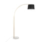 March - Floor Lamp - White Marble And Antique Brass With Black Linen Shade Metal