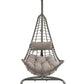 Uzae - Patio Swing Chair - Gray Fabric & Charcaol Wicker