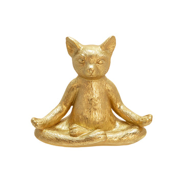 Polyresin Yoga Cat 7" - Gold