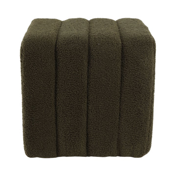 Ridged Square Boucle Ottoman - Green