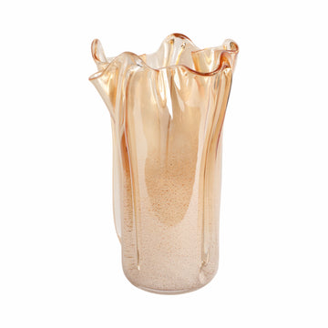 Bartoli Large Artisan Blown Glass Vase 13" - Orange