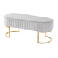 Demi - Glam Pleated Bench - Gold Steel And Silver Velvet