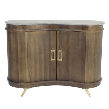 Roquet Carved Curved Wood 2-Door Chest 44" - Light Brown