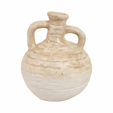 13" Bulbous Terracotta Eared Vase - Ivory