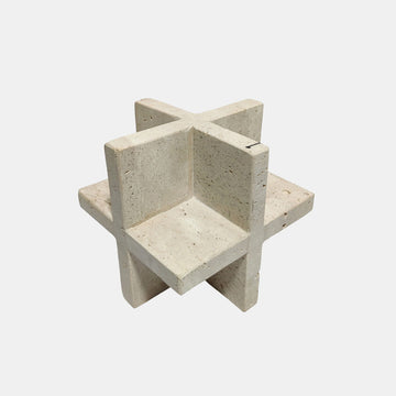 5" Travertine Geo Object - Tan