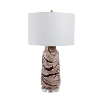 Swirled Glass Table Lamp - Light Brown / White