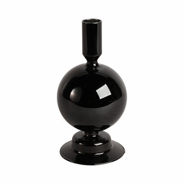 Glass Bubble Taper Candle Holder 7" - Black