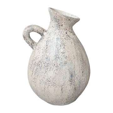 Terracotta 19" Organic Jug With Handle - Ivory