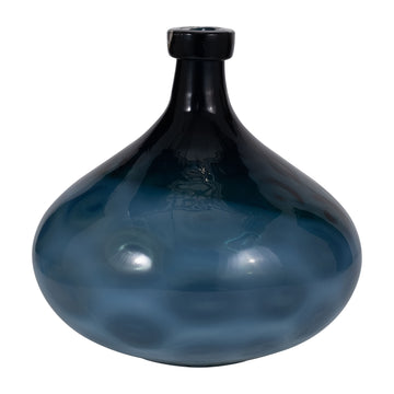 Glass Dimple Vase 13" - Blue