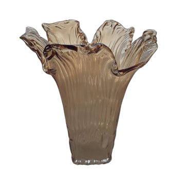 Fontana Tall Italian Art Glass Vase - Brown