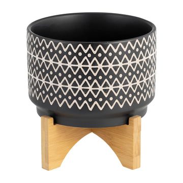 Ceramic Abstract Planter On Stand 7"